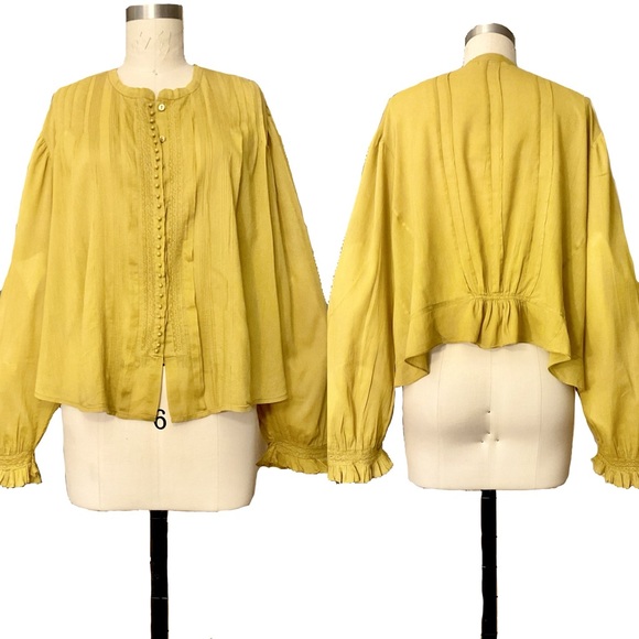 DOEN Citron Cotton Pintucked Lillet Blouse - Picture 4 of 5